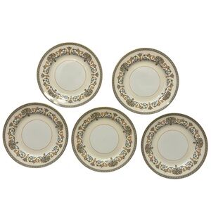 Set of 5 Aynsley Henley Bread & Butter Plates - Green Backstamp - 6 3/8"